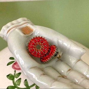 J. Crew Red Gem Mandala Earrings